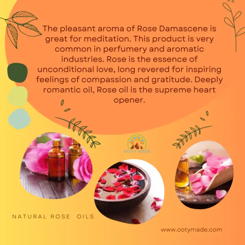 Buy rose essential oil for skin, hair, and aroma diffusers.