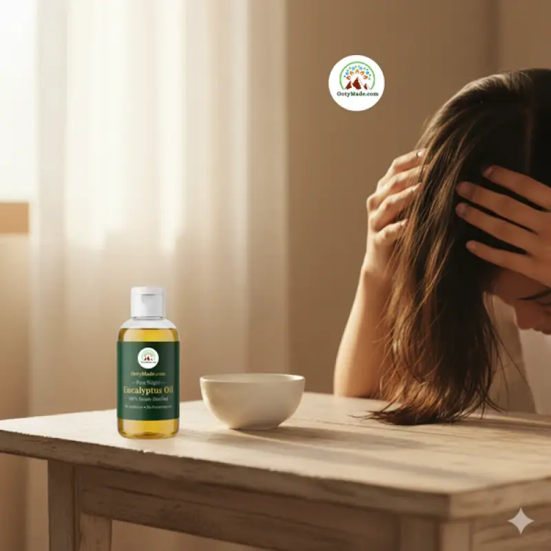 OotyMade.com Pure Nilgiri Eucalyptus Oil – Steam-Distilled Nilagiri Thailam for Cold, Cough, Hair, Diffuser, Room Freshener & Spa Use