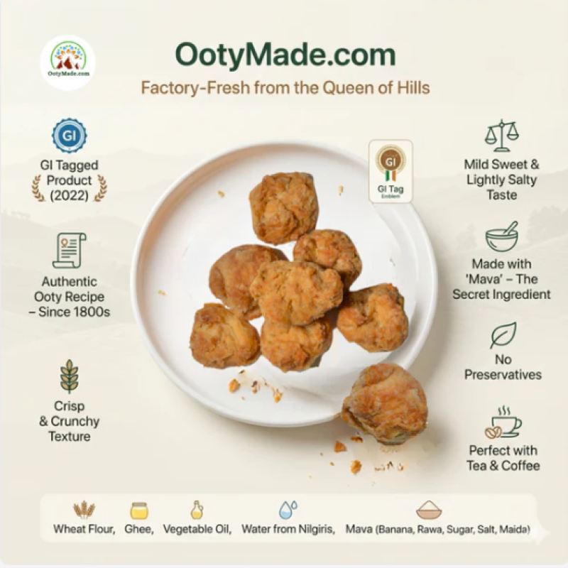 Ooty Varkey-Small 500 G - Authentic Varkey Biscuits from Ooty Varkey Shop | Perfect Tea Time Snacks