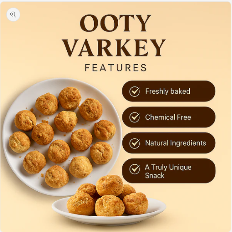Ooty Varkey-Small 500 G - Authentic Varkey Biscuits from Ooty Varkey Shop | Perfect Tea Time Snacks